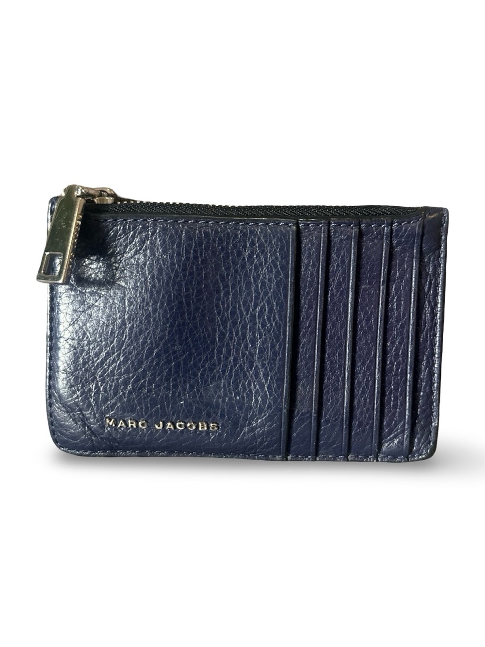 Marc Jacobs Cowhide Leather Card Case Wallet in Navy/Pink Unisex